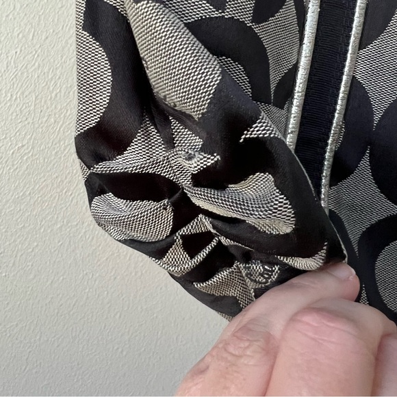 Coach Poppy Op Art Logo Glam Leather Silver Black Tote - Picture 4 of 13